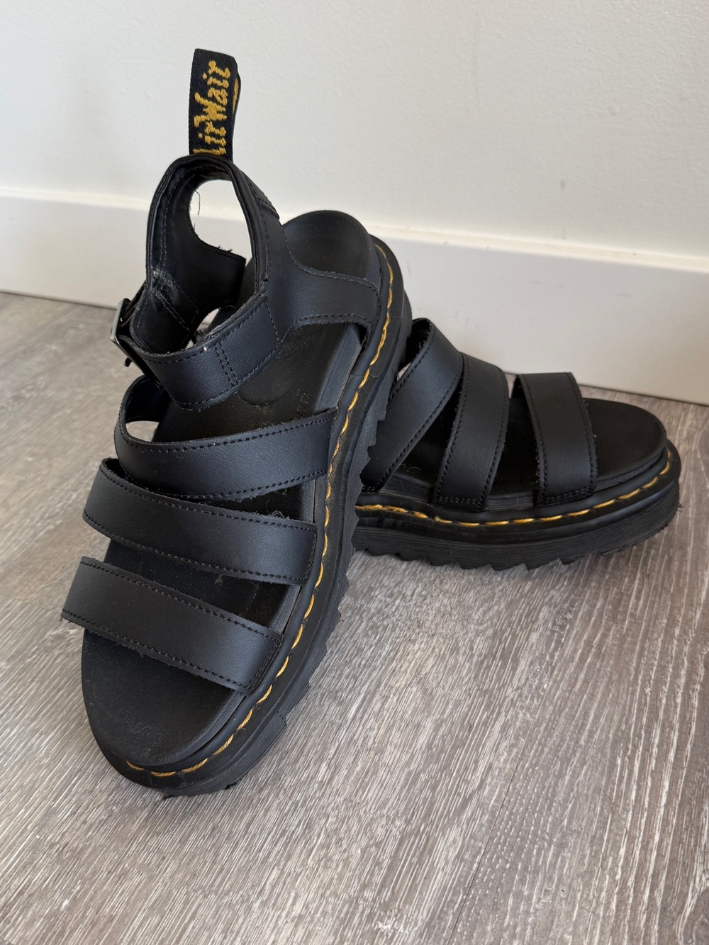 Doc Martin’s Blaire leather gladiator-style sandals
Size 8